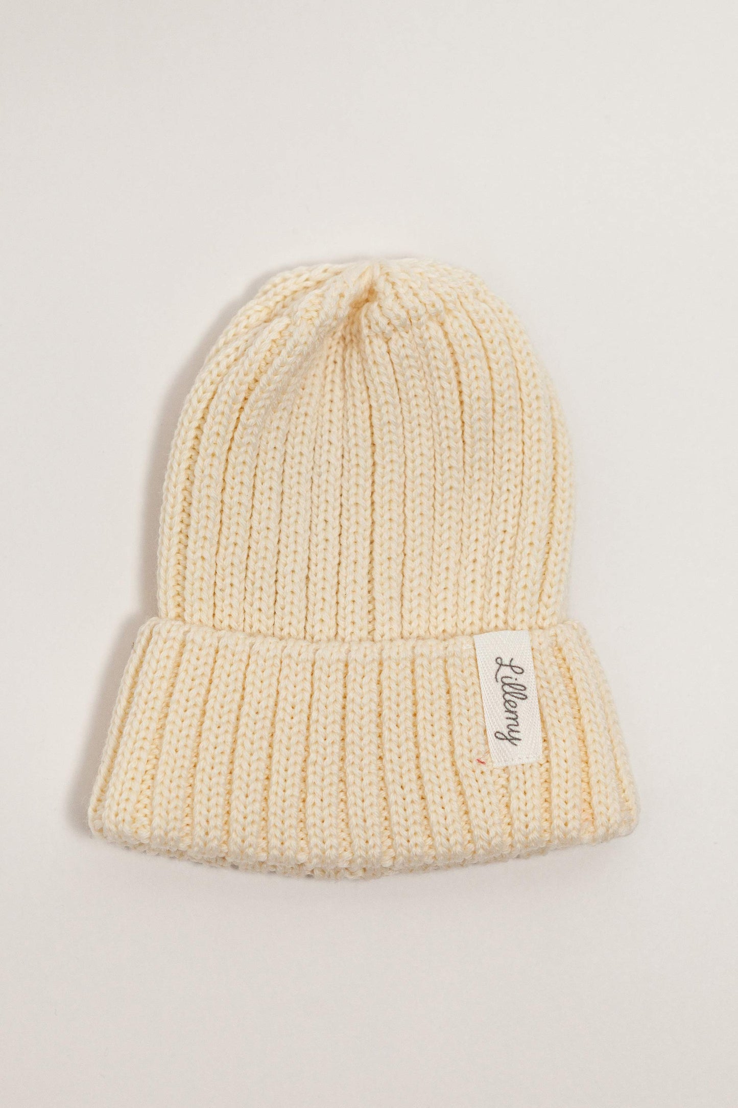 Cream Merino Wool Chunky Rib Beanie