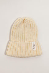 Cream Merino Wool Chunky Rib Beanie