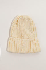 Cream Merino Wool Chunky Rib Beanie