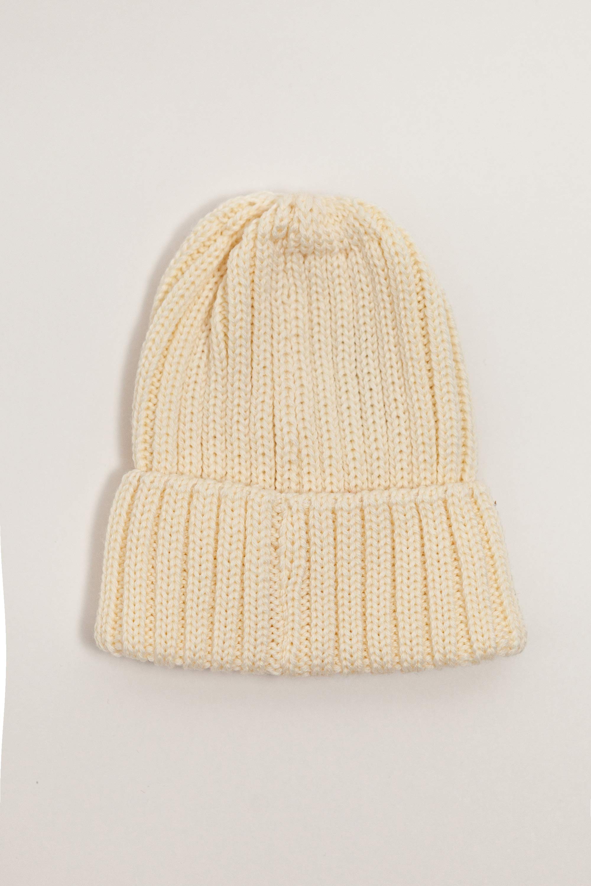 Cream Merino Wool Chunky Rib Beanie