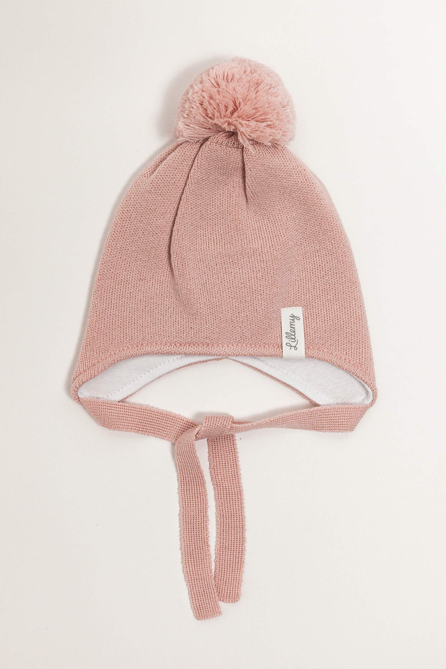 Pink Merino Wool Hat With Pom Pom