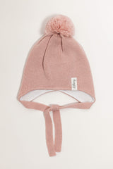 Pink Merino Wool Hat With Pom Pom