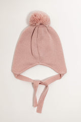 Pink Merino Wool Hat With Pom Pom