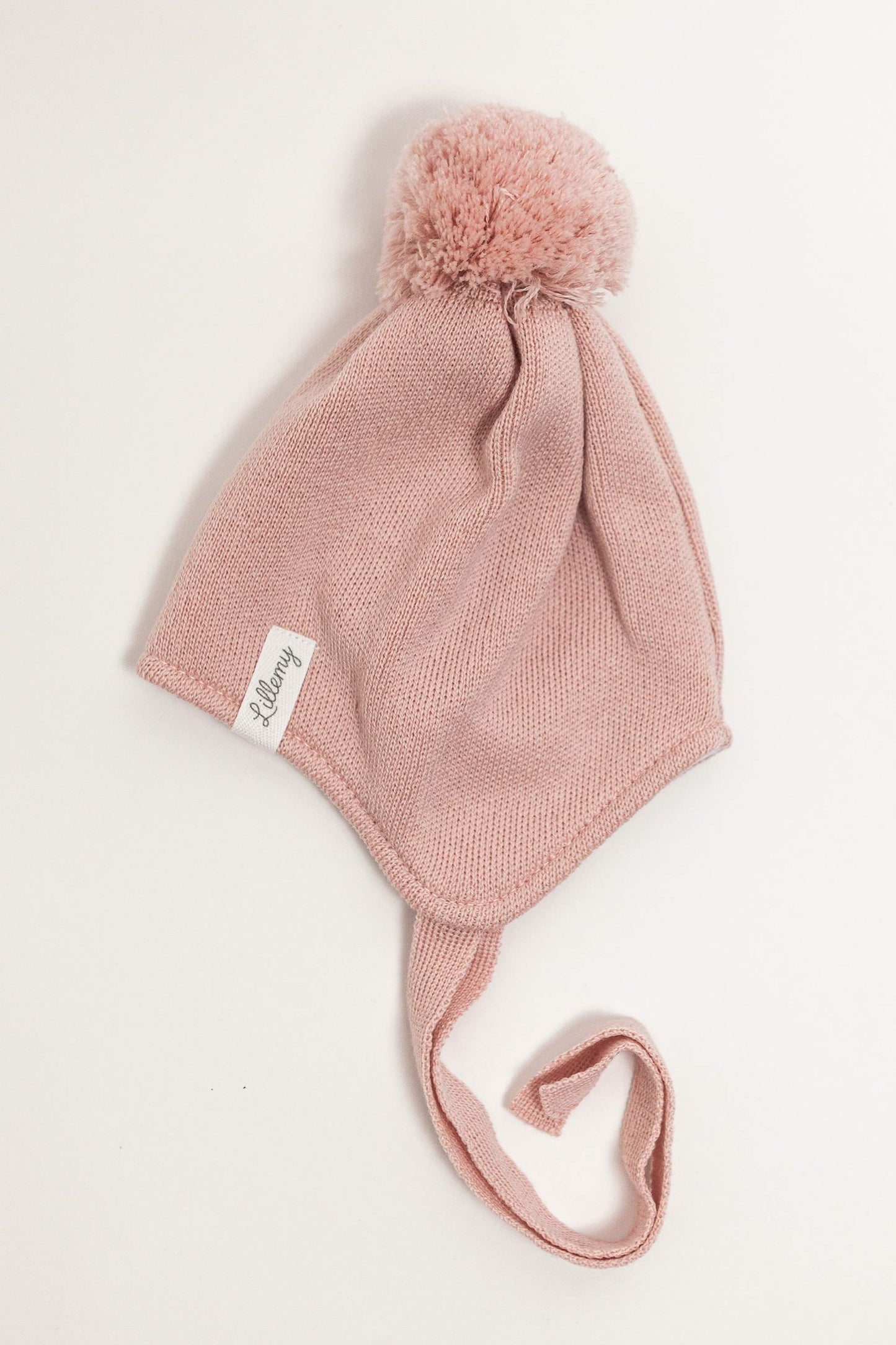 Pink Merino Wool Hat With Pom Pom