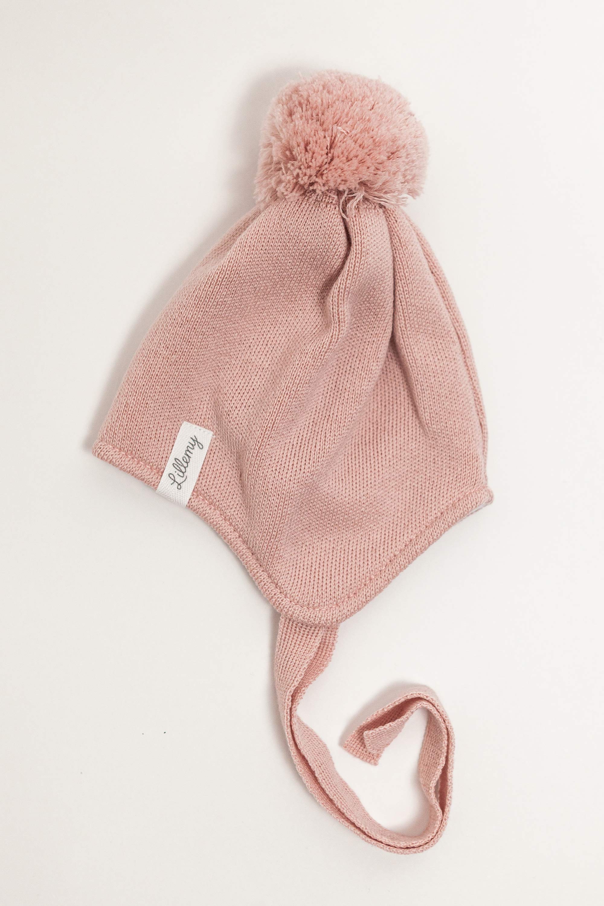 Pink Merino Wool Hat With Pom Pom