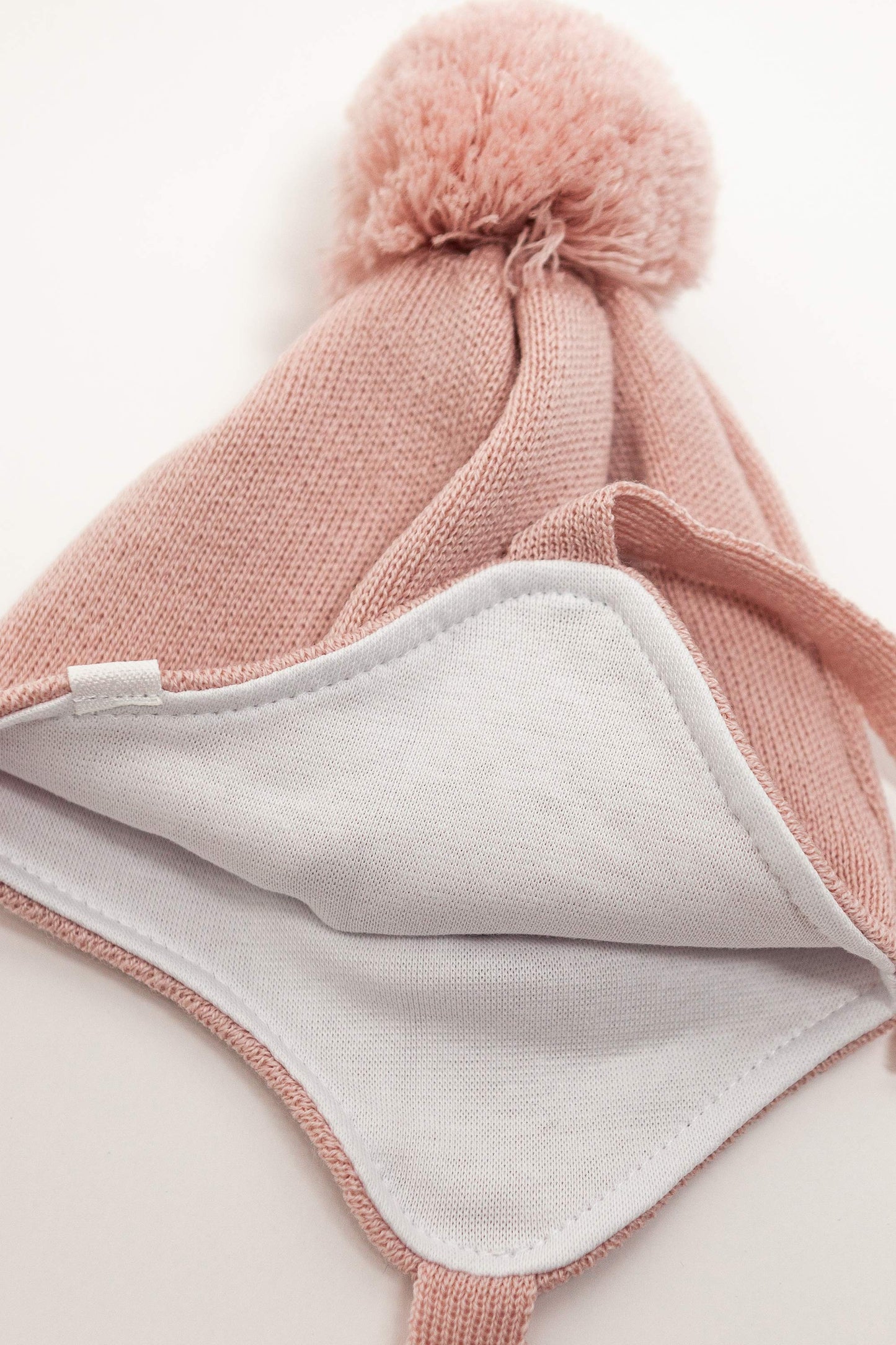 Pink Merino Wool Hat With Pom Pom