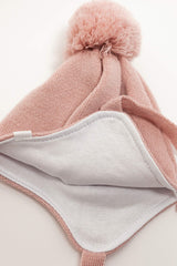 Pink Merino Wool Hat With Pom Pom