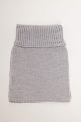 grey merino wool neck warmer worn – snug turtleneck, easy to layer