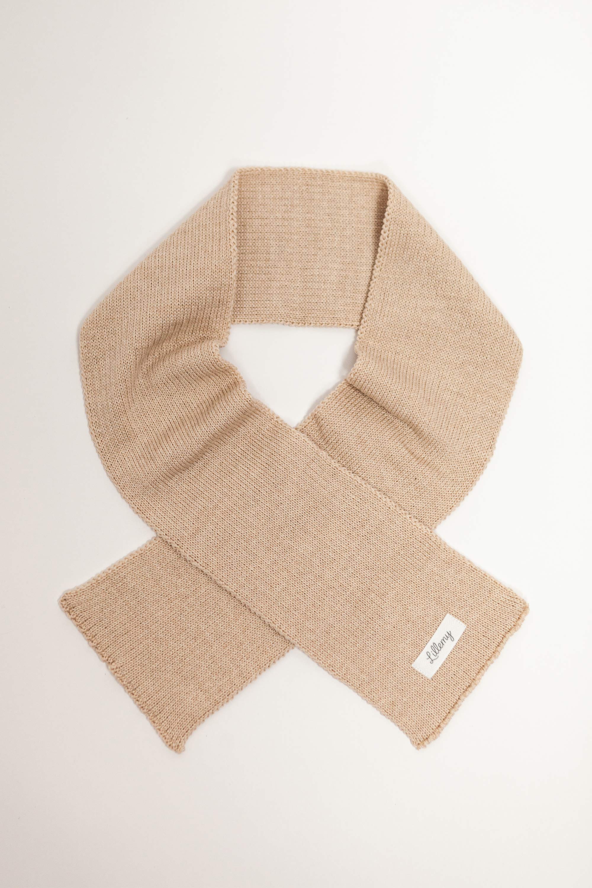Beige merino wool baby scarf – fine Italian merino, lightweight and warm