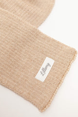 beige merino wool baby scarf detail – fine knit, naturally breathable