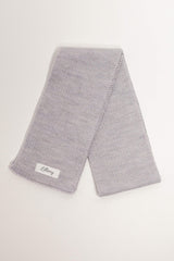 grey merino wool baby scarf worn – soft and breathable for outdoor days
