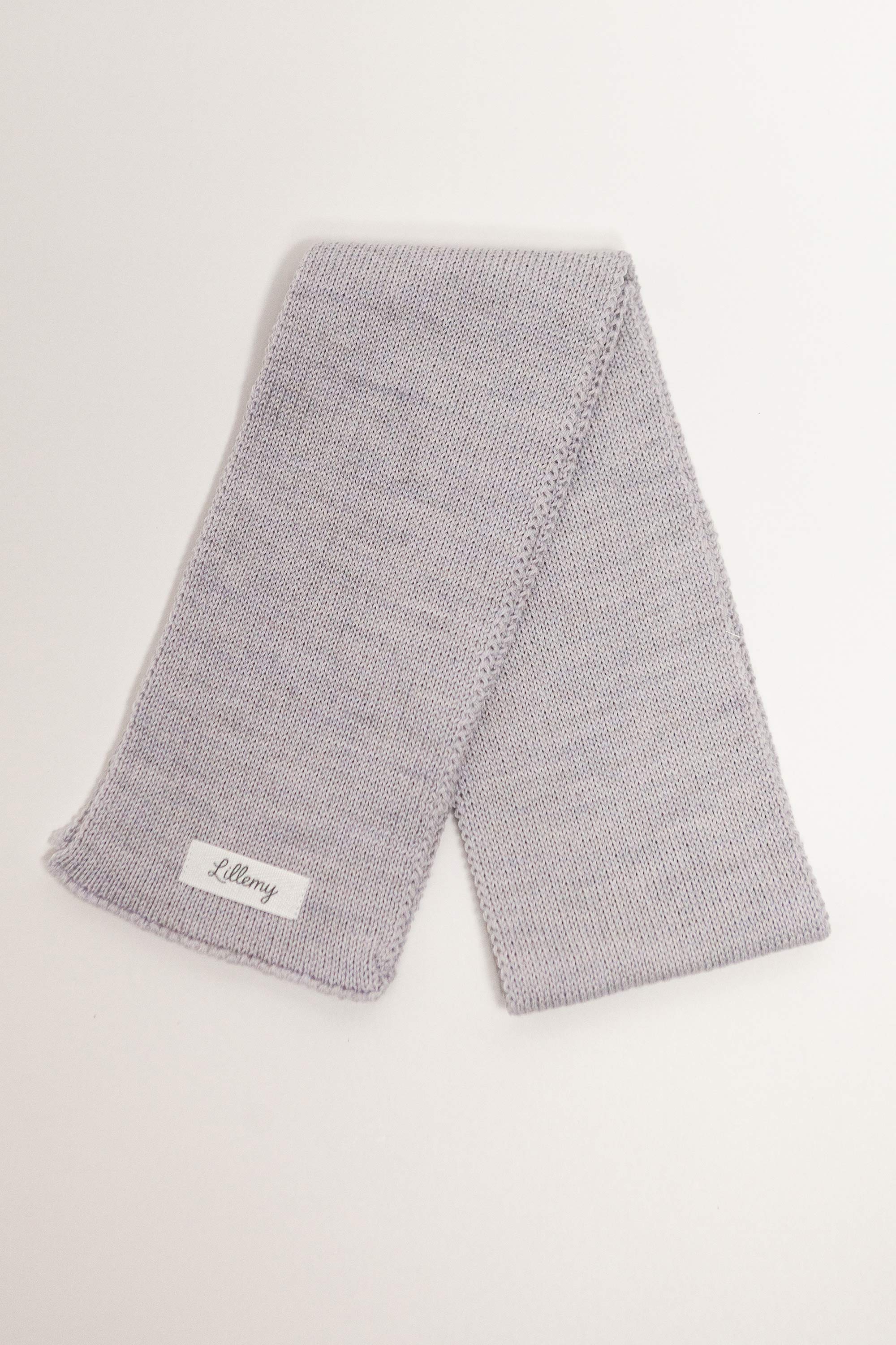grey merino wool baby scarf worn – soft and breathable for outdoor days