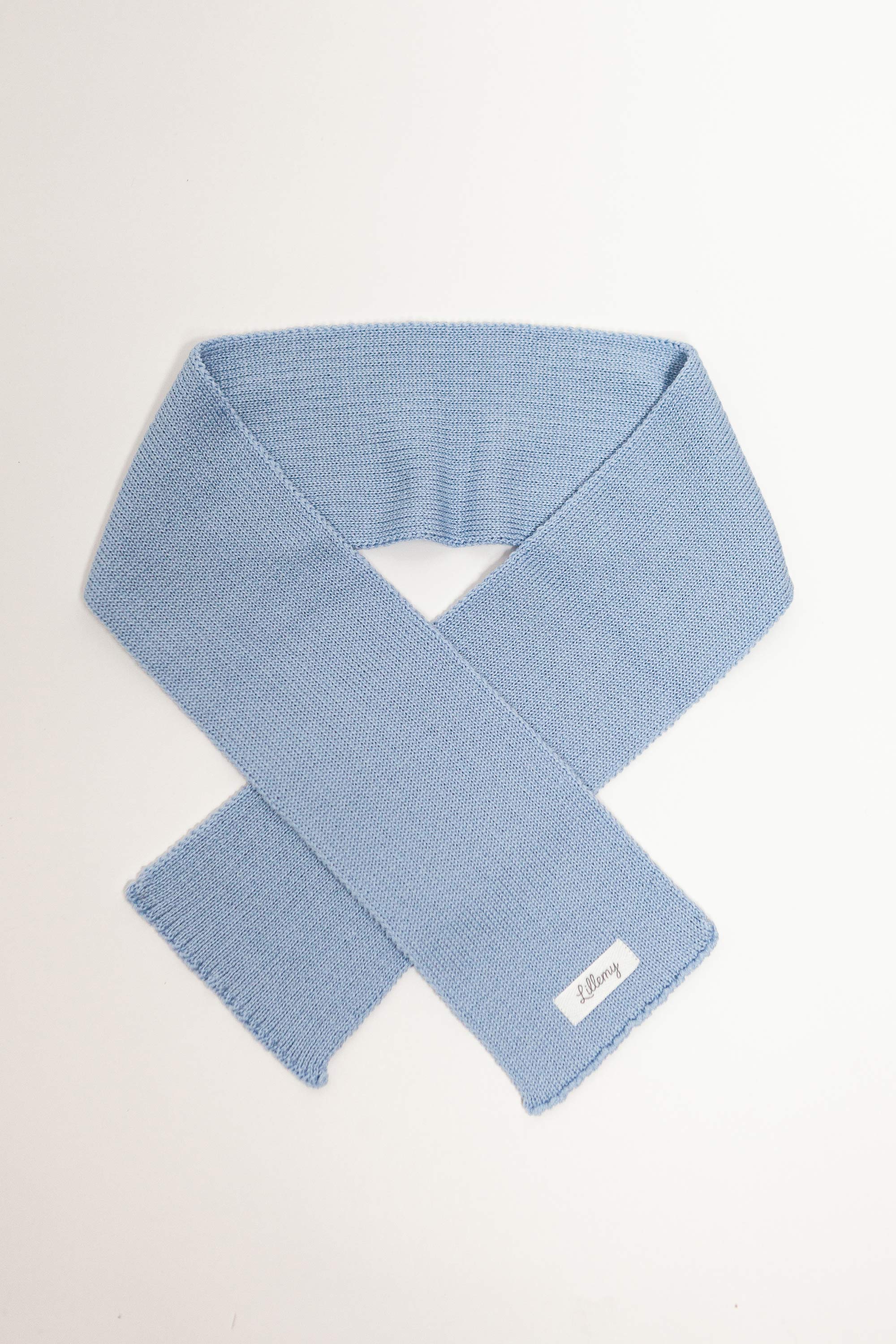Blue merino wool baby scarf – fine Italian merino, lightweight and warm