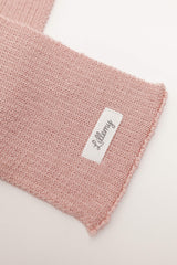 pink merino wool baby scarf worn – soft and breathable for outdoor days