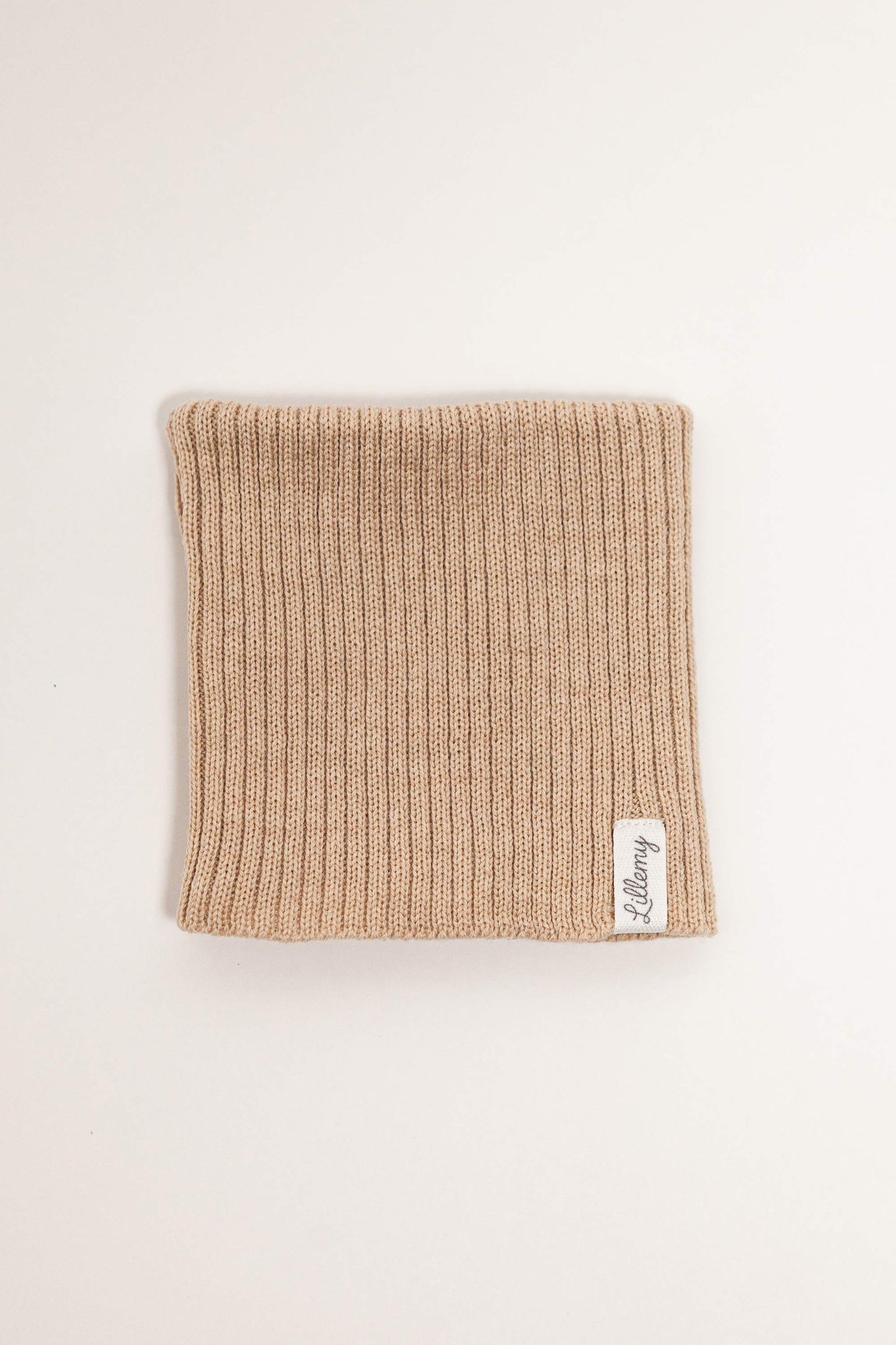Beige merino wool tube scarf – fine Italian merino, babies and kids