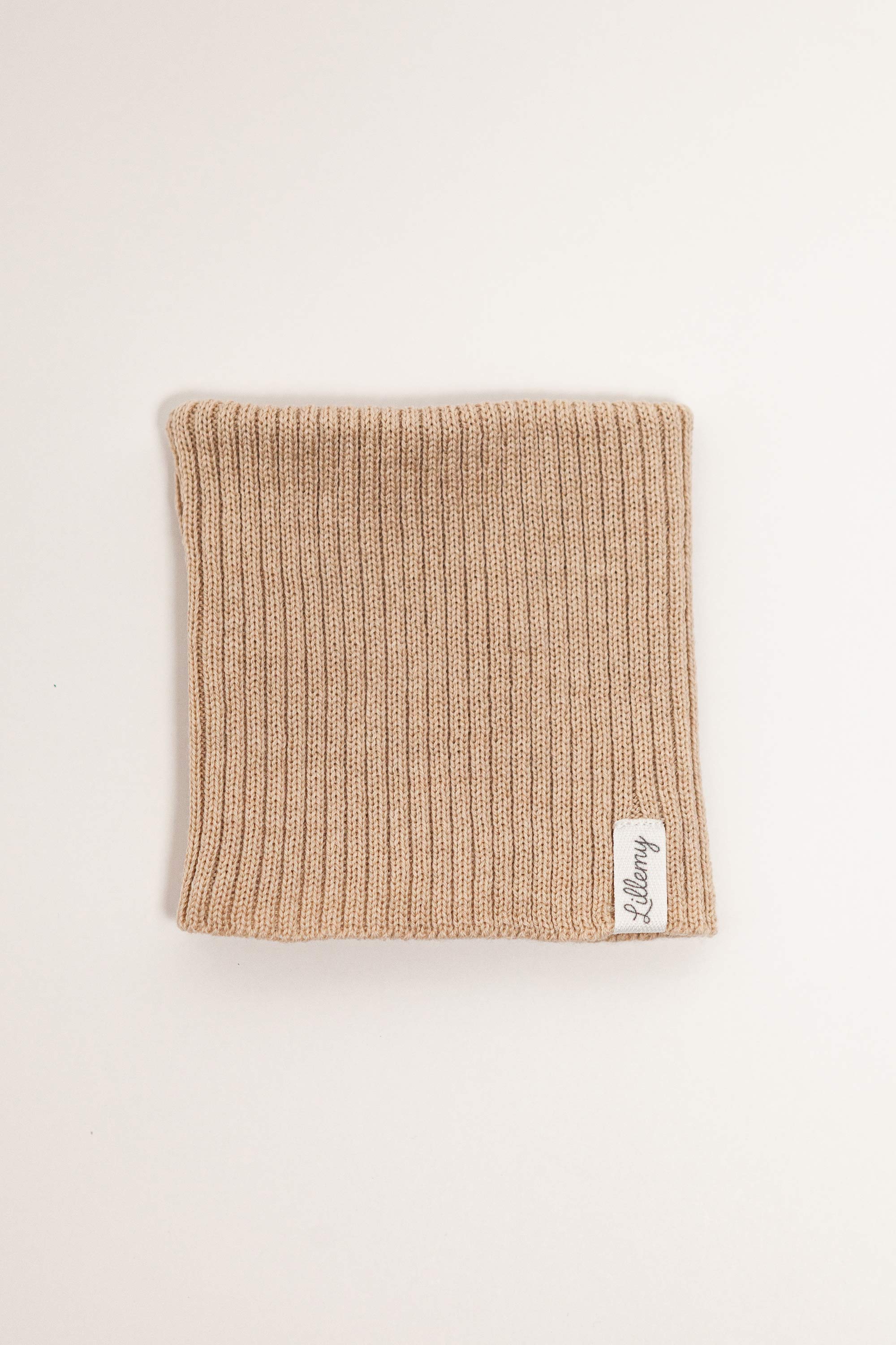 Beige merino wool tube scarf – fine Italian merino, babies and kids
