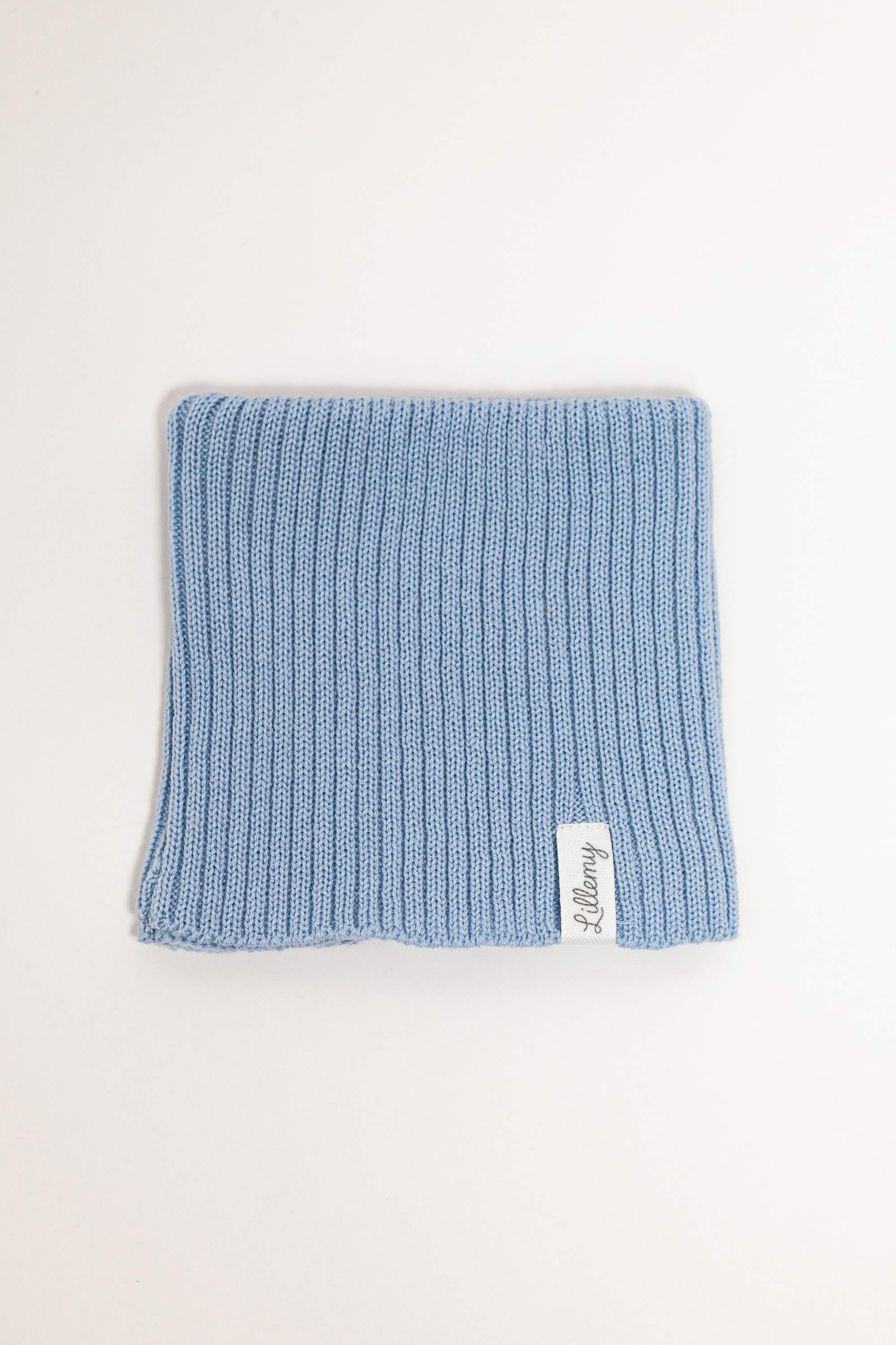 Blue merino wool tube scarf – fine Italian merino, babies and kids