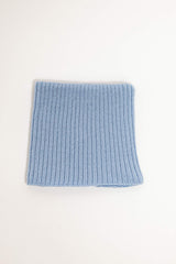 blue merino wool tube scarf worn – versatile and itch-free