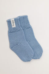 Blue merino wool baby socks – fine Italian merino, temperature-regulating