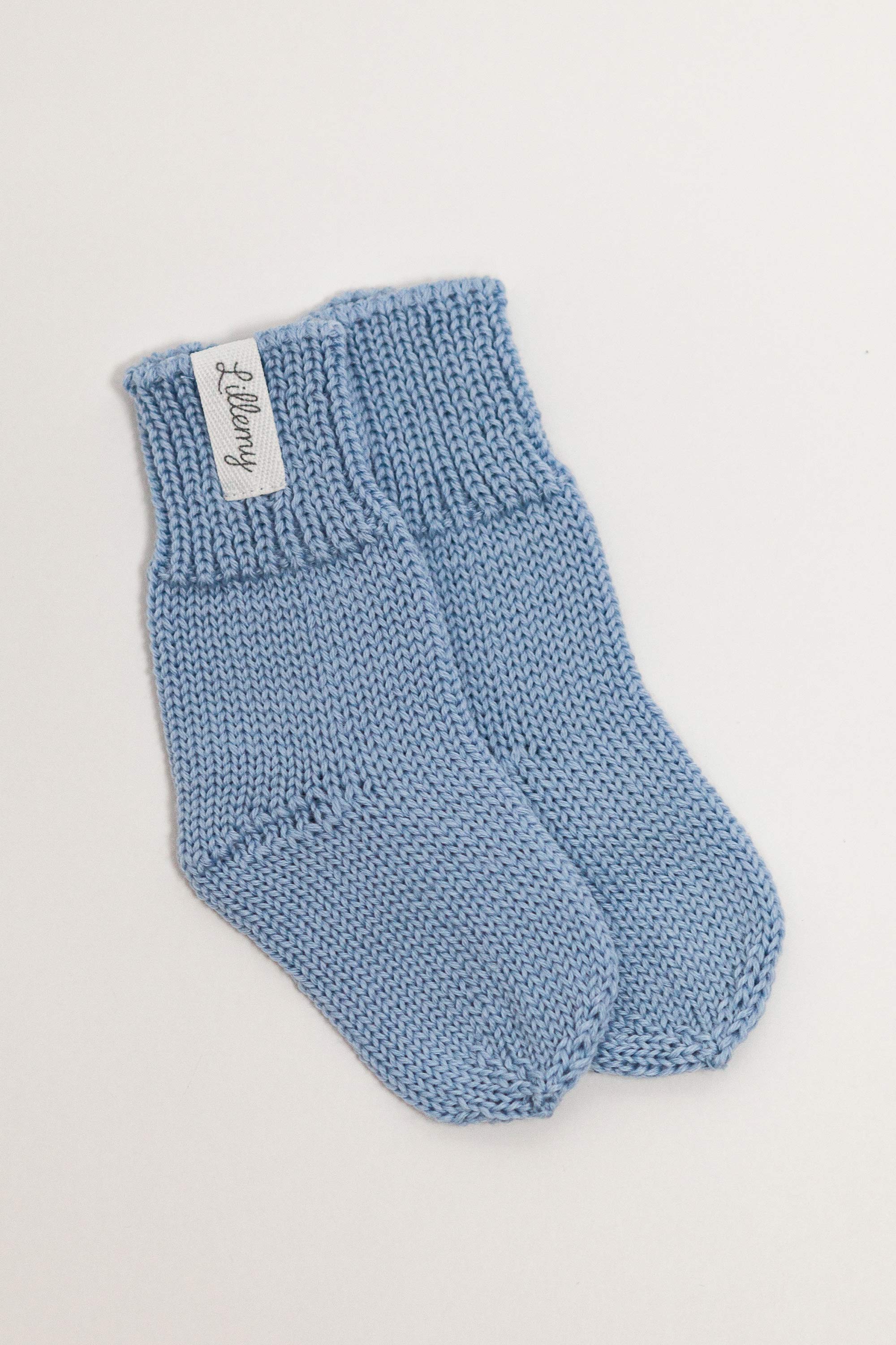 Blue merino wool baby socks – fine Italian merino, temperature-regulating