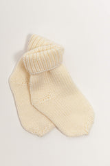 cream merino wool baby socks flat lay – newborn, made in EU