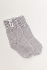 Grey merino wool baby socks – fine Italian merino, temperature-regulating