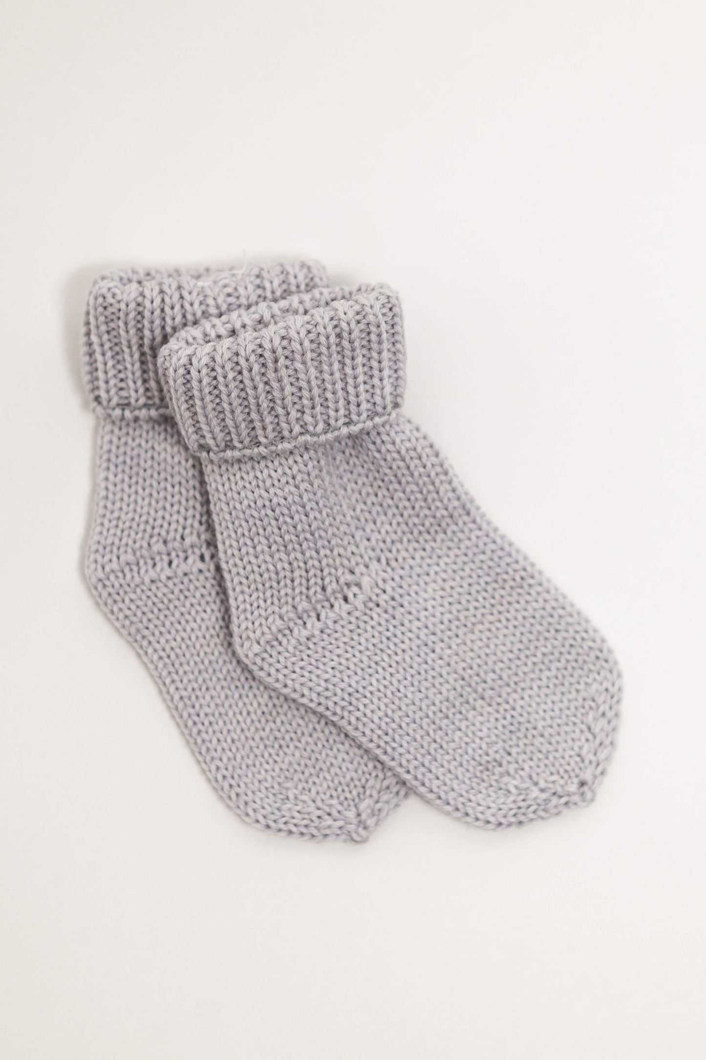 Grey merino wool baby socks additional angle – fine Italian merino, Lillemy