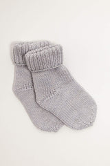 Grey merino wool baby socks additional angle – fine Italian merino, Lillemy