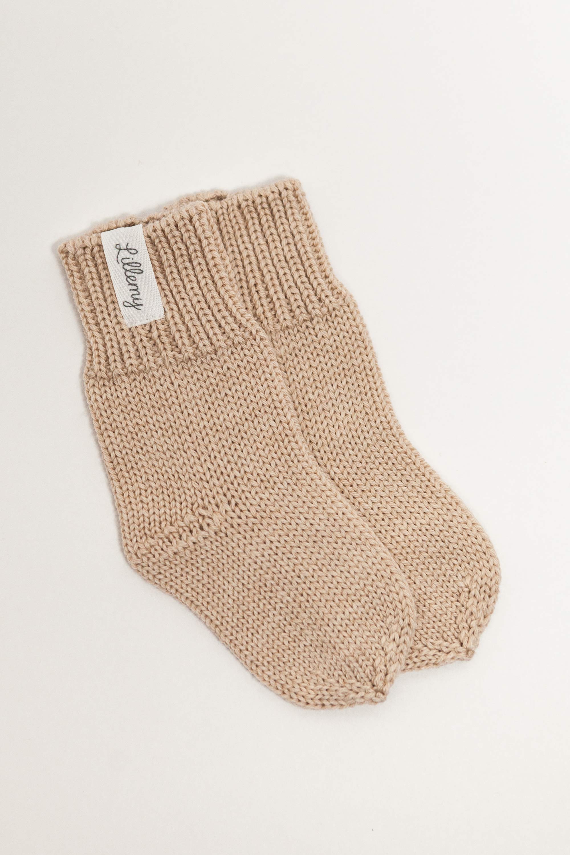 Beige Merino Wool Baby Socks