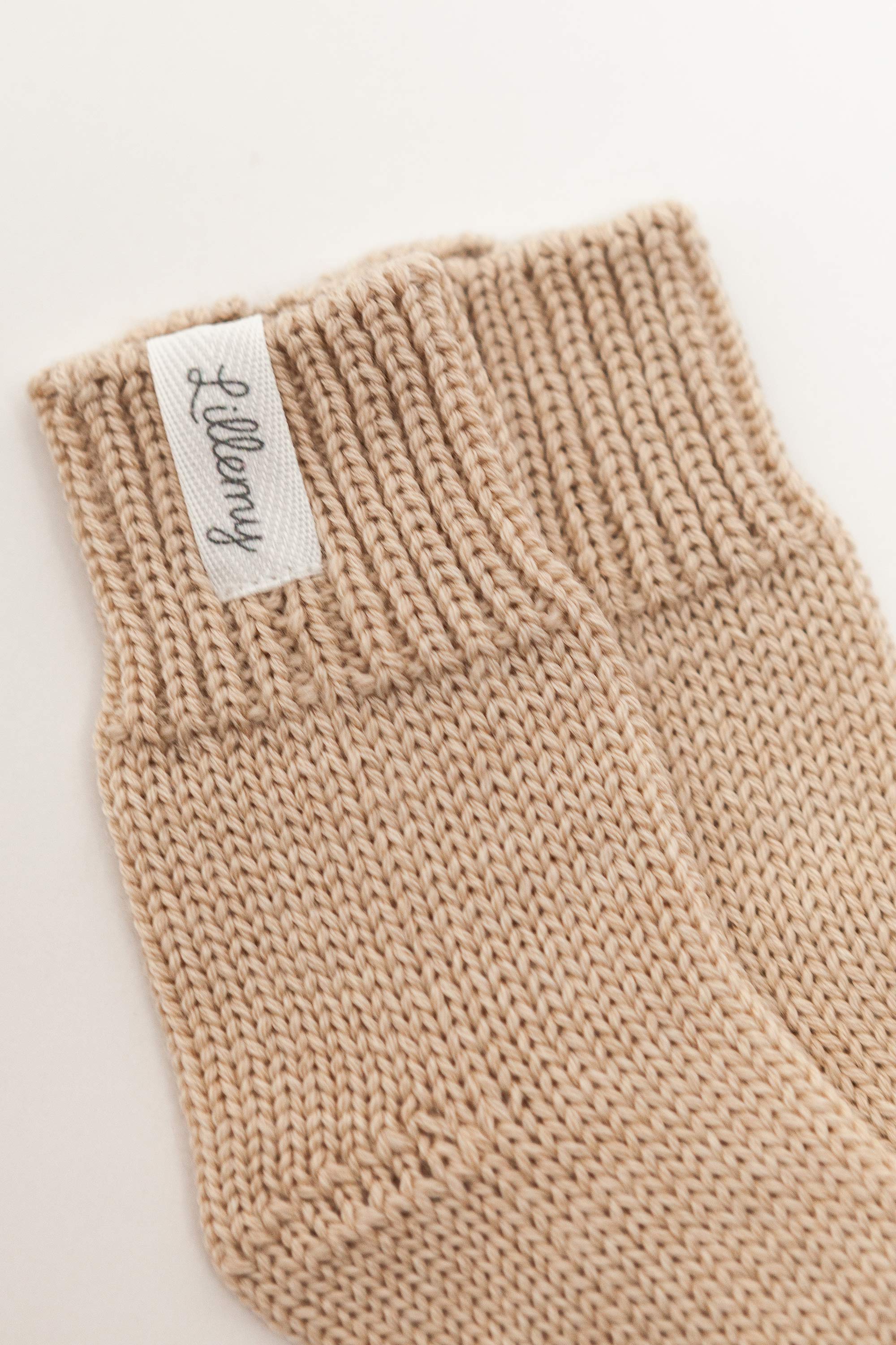 Beige Merino Wool Baby Socks