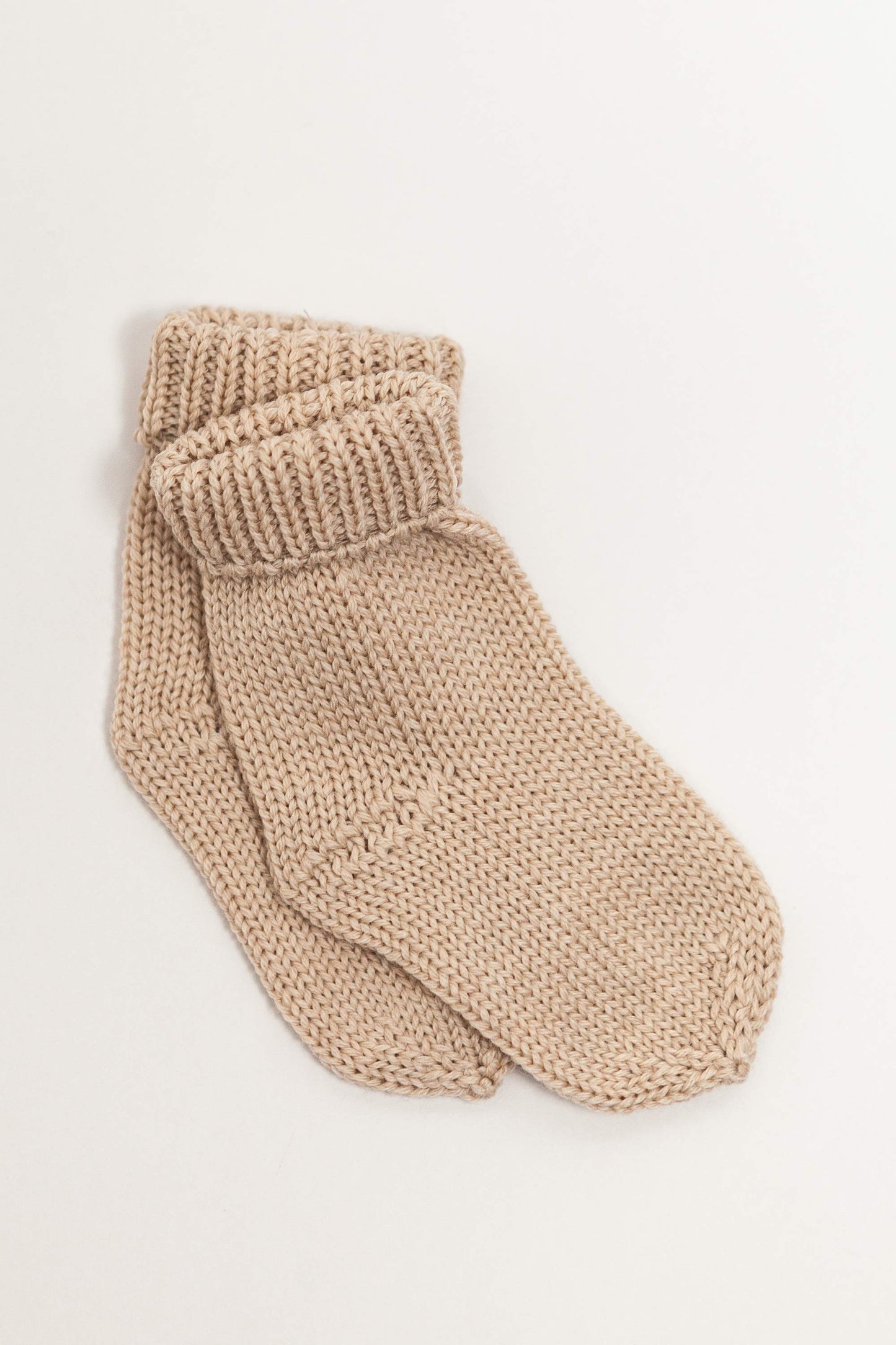 Beige Merino Wool Baby Socks
