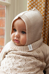 Beige Merino Wool Baby Balaclava