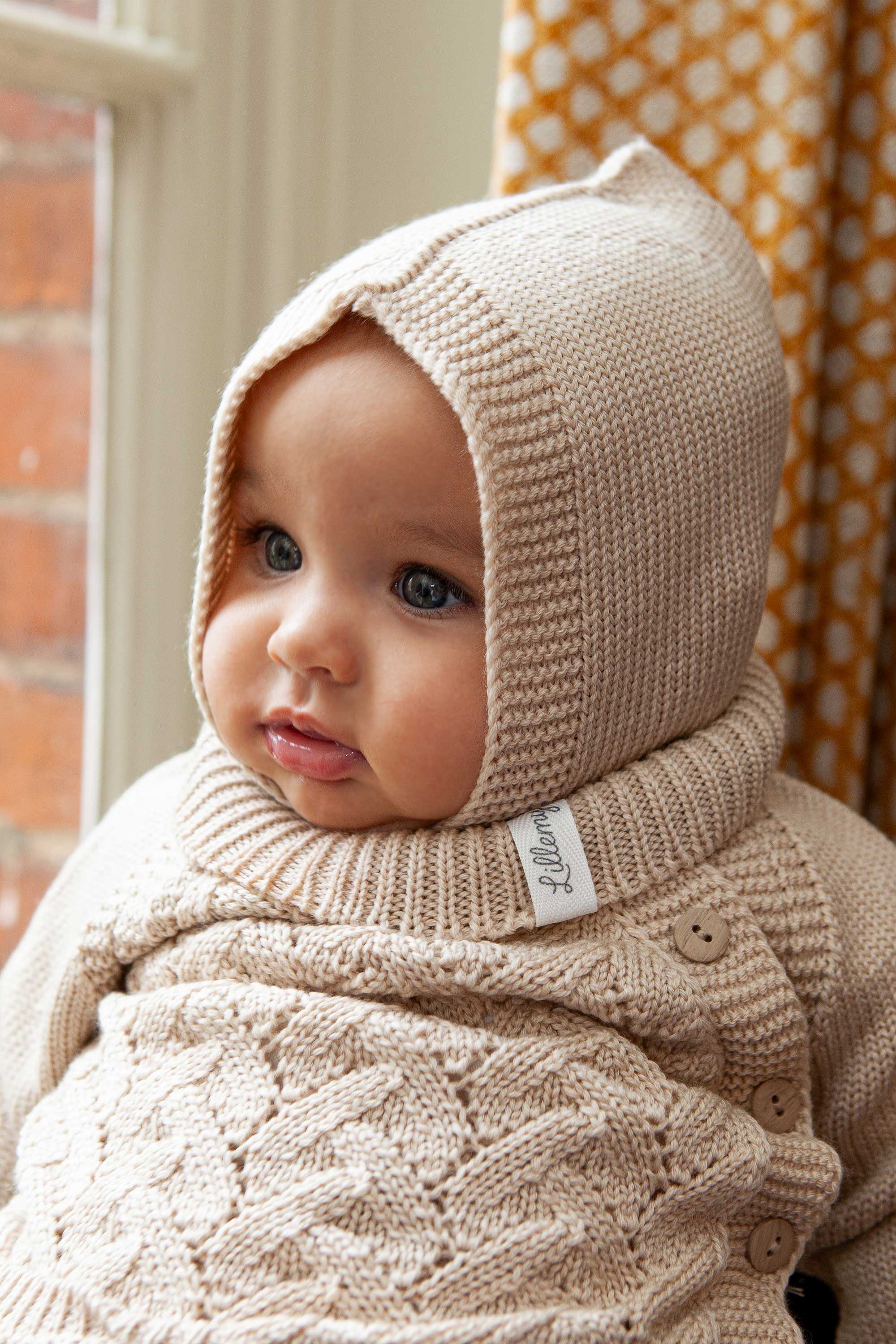 Beige Merino Wool Baby Balaclava