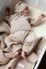 Beige Merino Wool Knitted Baby Pants