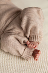 Beige Merino Wool Knitted Baby Pants