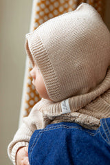 Beige Merino Wool Baby Balaclava