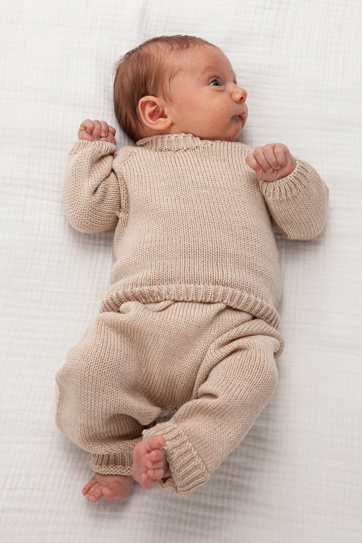 Beige Merino Wool Baby Plain Jumper