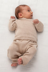Beige Merino Wool Baby Plain Jumper
