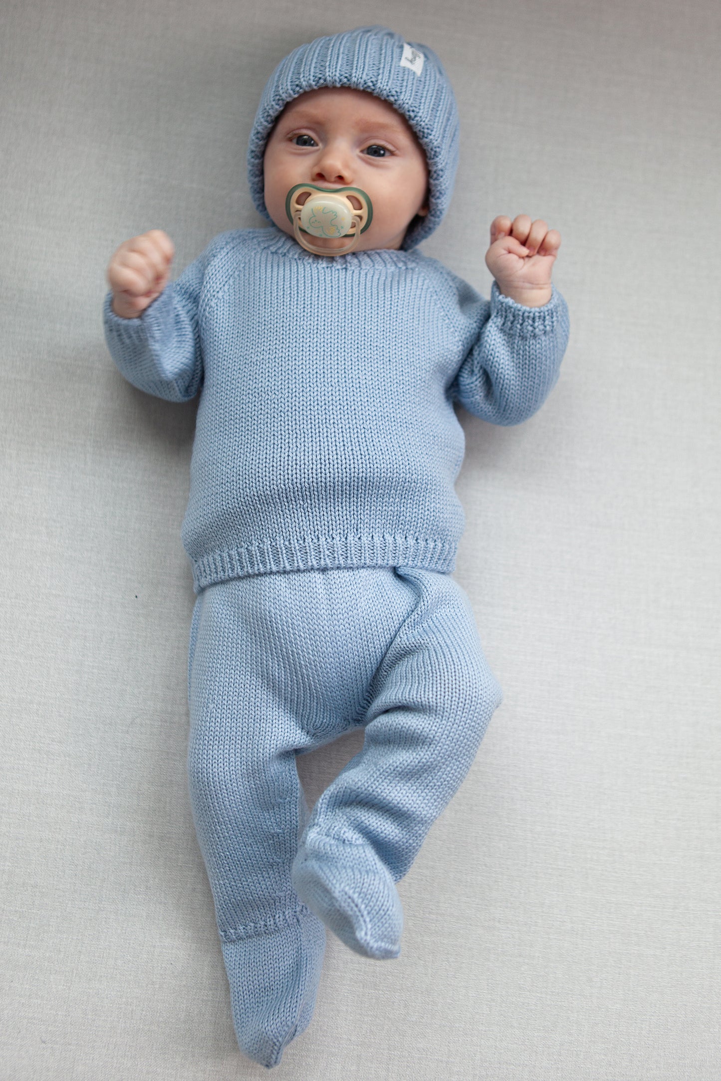 Blue Merino Wool Chunky Rib Beanie