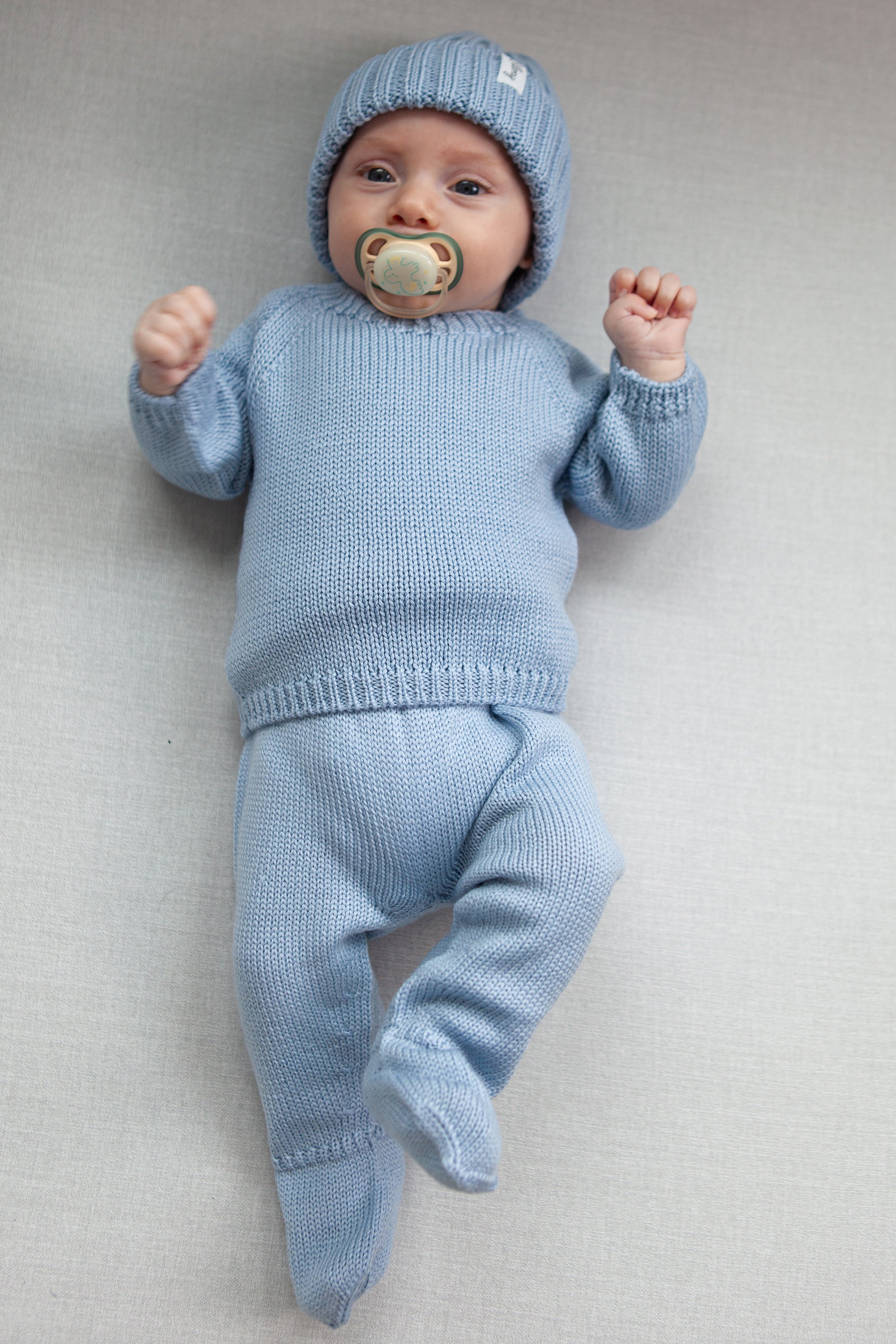 Blue Merino Wool Chunky Rib Beanie
