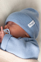 Blue Merino Wool Middle Weight Beanie