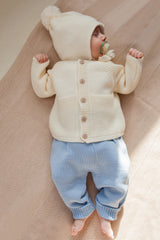 Blue Merino Wool Knitted Baby  Pants