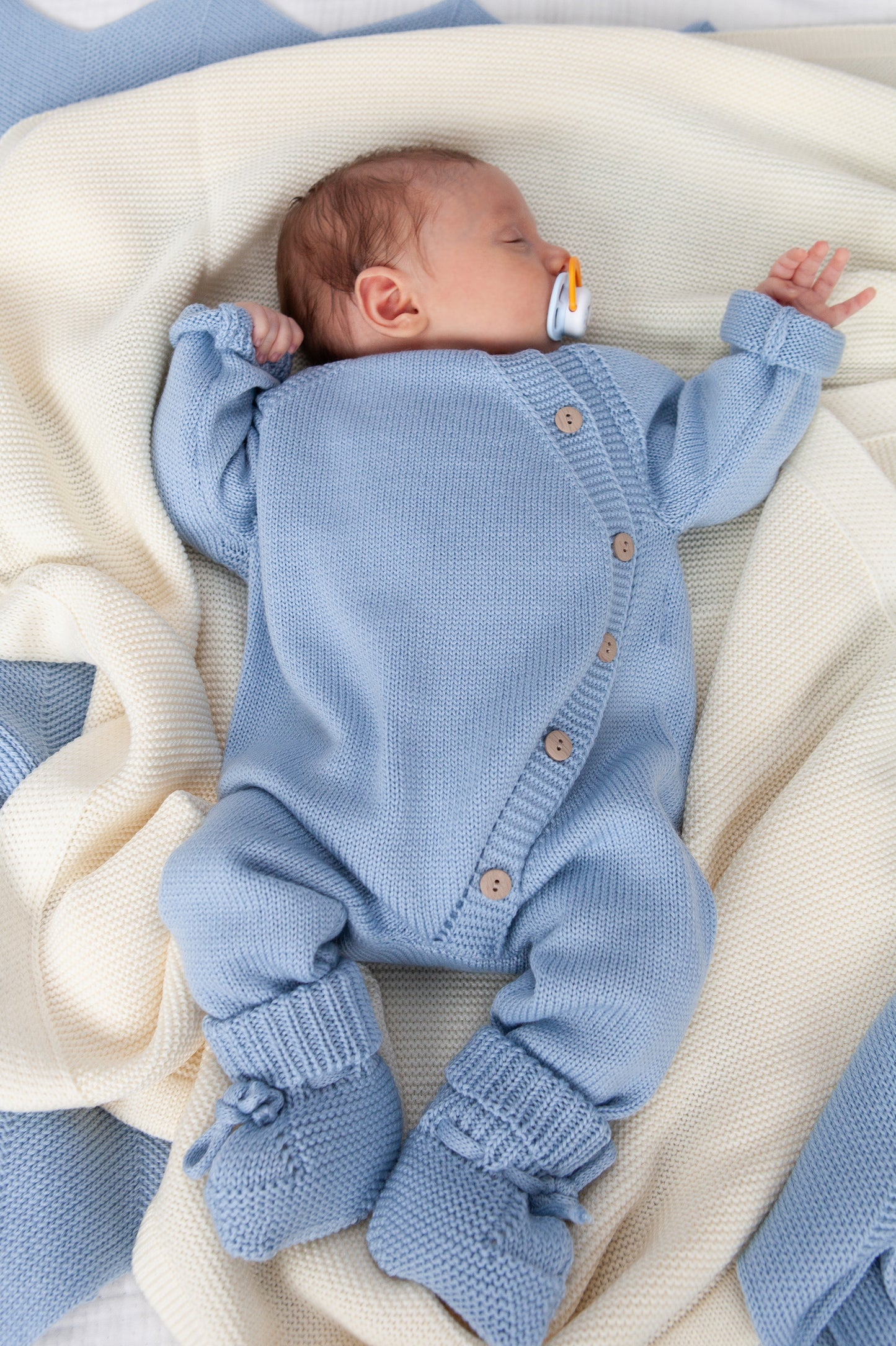 Blue Merino Wool Baby Booties