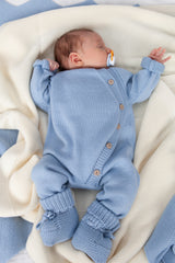Blue Merino Wool Baby Booties