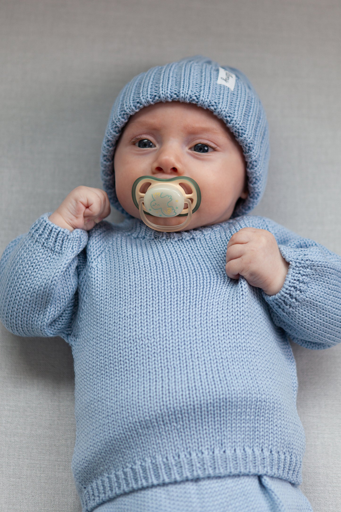 Blue Merino Wool Chunky Rib Beanie