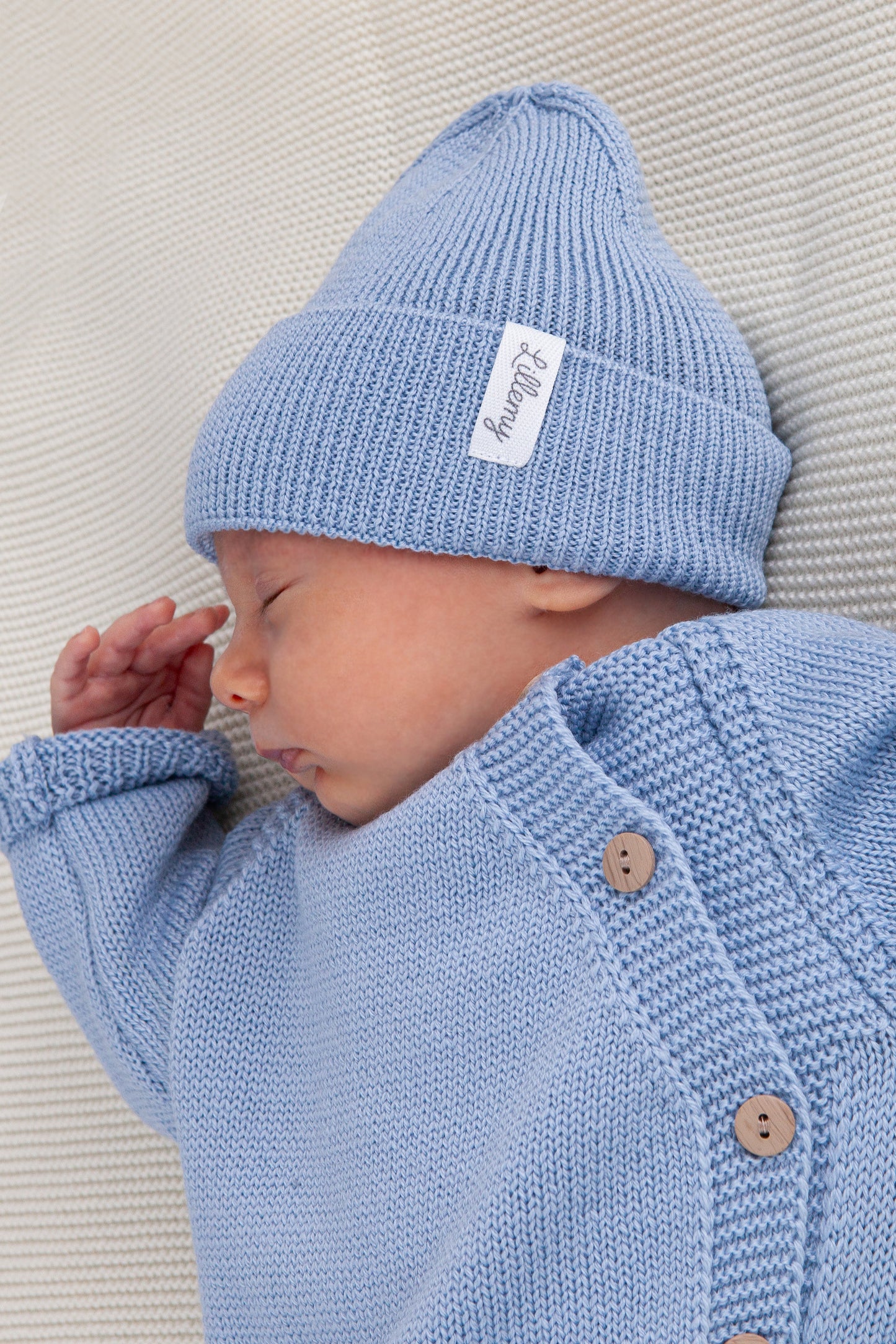 Blue Merino Wool Middle Weight Beanie