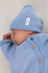 Blue Merino Wool Middle Weight Beanie