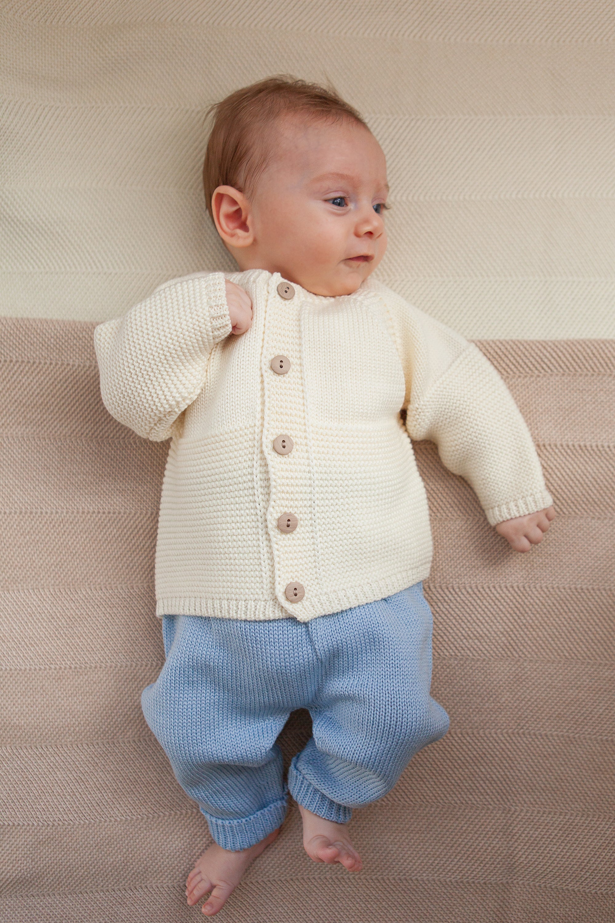 Blue Merino Wool Knitted Baby  Pants