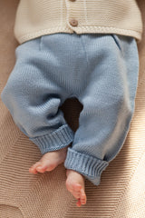 Blue Merino Wool Knitted Baby  Pants