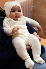 Cream Merino Wool Baby Footed Pants